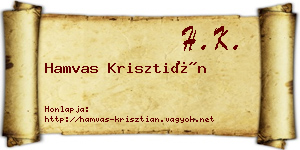 Hamvas Krisztián névjegykártya